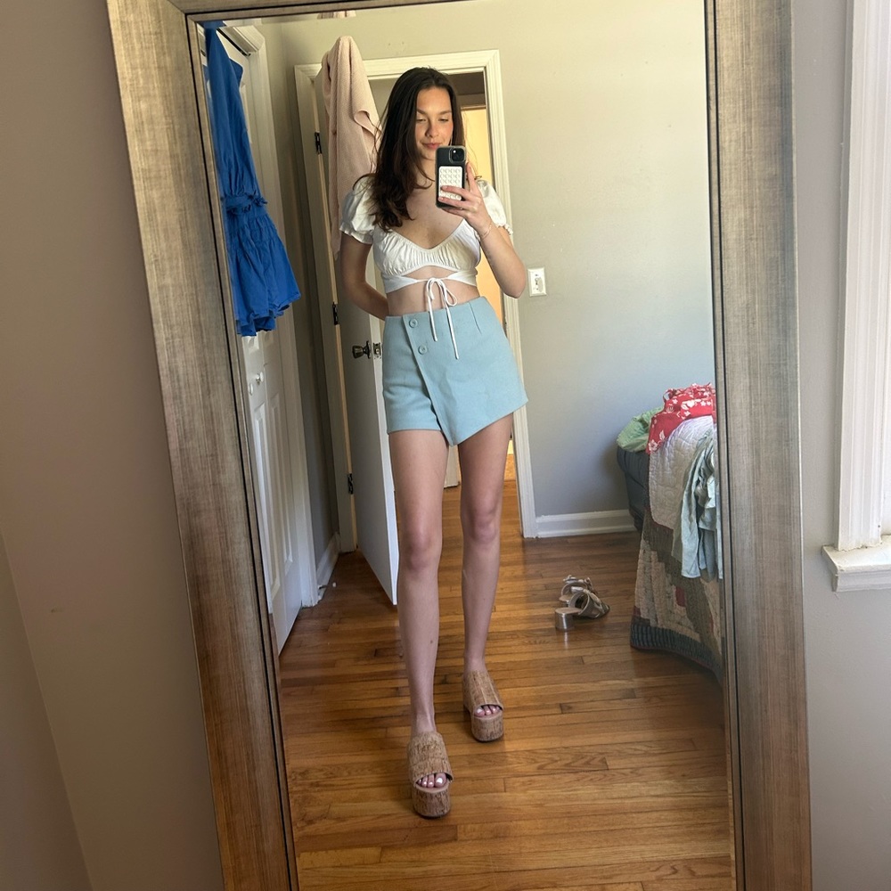 Light Teal Buttoned Skort